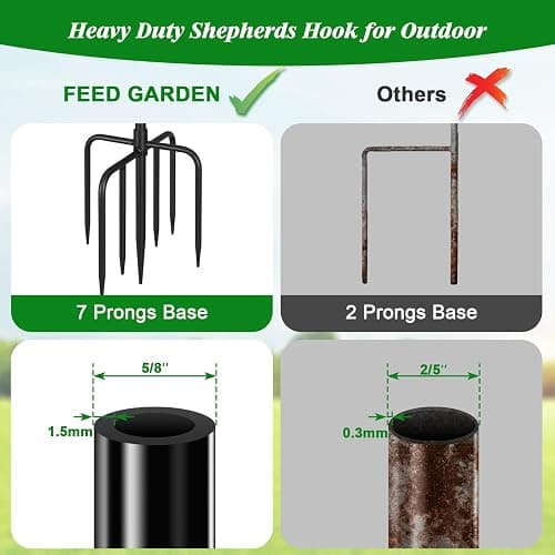 FEED GARDEN 76'' Bird Feeder Pole, Heavy Duty Shepherds Hooks for Outdoor with 7-Prong Base, Adjustable Shepherds Hook for Hummingbird Feeder, Lanterns, Plants, Wedding Decor (1 Pack) thumbnail 4