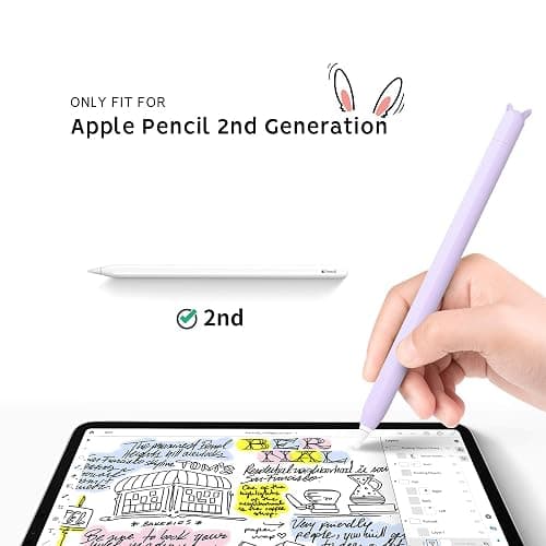 Cute Ear Case Silicone Skin Cover for Apple Pencil 2nd Generation, and Protective Nib Cover Accessories Compatible with iPad Pro 11 12.9 inch,Purple thumbnail 2