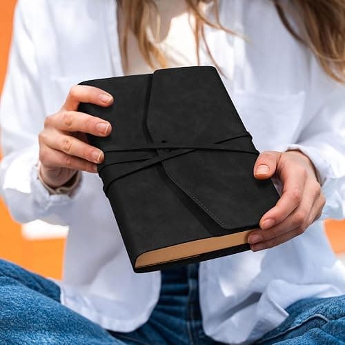 Vintage Journal for Women Men Leather Bound Junk Journal Notebook 160 Pages Book of Shadows Journals for Writing Diary Travel Journaling Sketching Scrapbooking, 5.9x 8.6 in, Soft Cover, Black thumbnail 7
