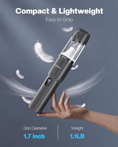 Car Vacuum 4-in-1 Small Handheld Vacuum w/ 20000Pa Suction, Cordless Hand Held Vacuum Rechargeable w/ Power Display, Portable Cordless Mini Car Vacuum with Led Light for Car Home Office Desk Keyboard thumbnail 9