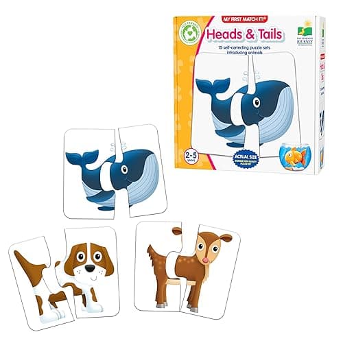 The Learning Journey: My First Match It! - Head and Tails - 15 Self-Correcting Animal Memory Matching Puzzles Games - Educational Activities for Learning - Preschoolers Age 2-5 - Award Winning Toys - Image 1