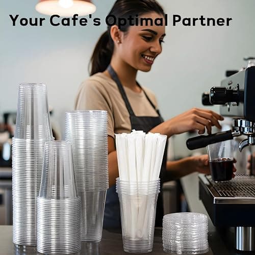 AOZITA 25 Pack - 16 oz Plastic Cups with Lids and Straws, Clear Iced Coffee Cups with Lids, Disposable Cups with Lids for Cold Drinks, Iced Tea, Milkshakes, Smoothies - Durable & BPA Free thumbnail 8
