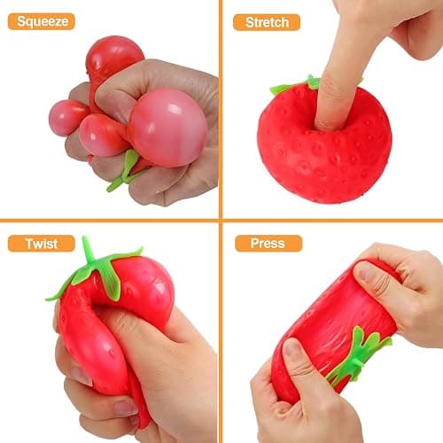 Squeezable Fruit Ball Realistic Strawberry Model, Strawberry Slow Rising Fidget Squeezesunny Days Squeezy Strawberry, Model Party Favor Slow Rise Pressure Release Adults thumbnail 6