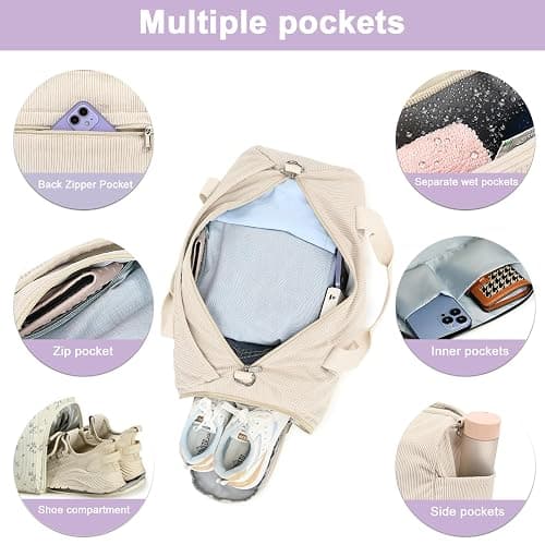 BTOOP Duffle Bag for Gym Sports Women Girls Workout Travel Bag Weekender with Shoe Compartment and Wet Pocket thumbnail 4