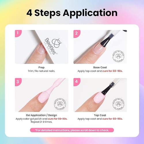 Beetles Gel Nail Polish Kit with U V Light - 80Pcs 55 Colors Gel Nail Kit | Color Enchantment with Everything Base Top Coat Beginner Starter at Home Nails Kit Manicure DIY Salon Tools Gifts for Women thumbnail 7