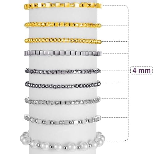 Yaomiao 3000 Pieces Spacer Beads Set Friendship Bracelet Kit Bracelet Beads Assorted Round Cube Column Gold Sliver Beads for Bracelet Jewelry Making(Gold, Sliver, Black) thumbnail 3