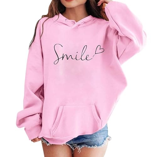 Hoodies for Teen Girls Autumn Fashion Letter Print Preppy Sweatshirt Comfortable Pullover Sweater with Pockets - Image 1