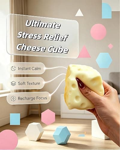 Coconut Oil Stress Ball, Cheese-Shaped Squishy Ball - Soft Jelly with a Bubblegum Texture, Slow-Rising Fidget Stress Ball for Stress Relief and Relaxation, Non-Sticky, Helps Improve Focus thumbnail 3