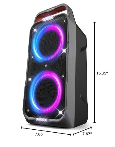Foxdawn Party Bluetooth Speaker: 240W Peak Loud Sound, Deep Bass, 15H Playtime, Fast Charge, IPX4 Waterproof, TWS, Led Light Show, Large Portable Wireless Speakers for Outdoor, Camping, Backyard, Home thumbnail 8