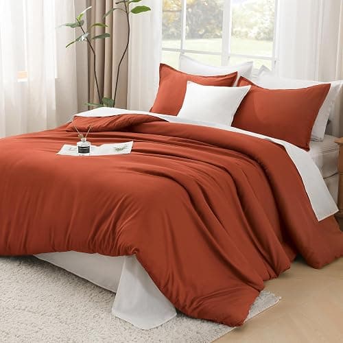 Litanika Burnt Orange Twin/Twin XL Comforter Set, 2 Pieces Solid Terracotta Lightweight Bedding Comforter Set, Rust Fluffy Quilted Blanket Set (66x90In Comforter & 1 Pillowcase) thumbnail 2