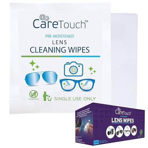 Care Touch Lens Wipes for Eyeglasses- 400 Count Individually Wrapped Pre- Moistened Wipes, 5 x 6 Inch- Camera Lens, Sunglasses and Glasses Cleaner,- Gentle and Portable for Cleaning of Optical Devices - Image 1