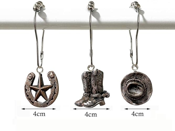 Western Shower Curtain Hooks, 12PCS Western Cowboy Bathroom Decor Brown Cowboy Shower Curtain Hooks Rustic Country Creative Shower Curtain Rings thumbnail 6