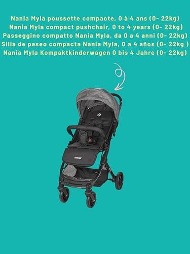 Nania Myla, Poussette combinée 2 en 1, compacte et légère, de 0 à 4 ans,(22kg max), avec Siège auto Rimini Nania, 40-87 cm, (0-13kg), Protection Latérale, avec Insert de confort thumbnail 4