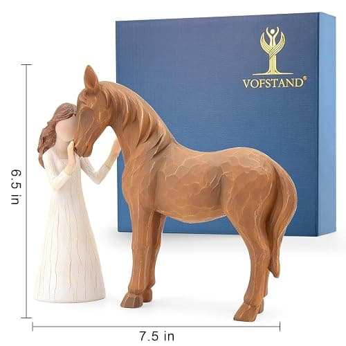 Vofstand Horse Gifts for Girls Women - Girl Embraces Horses Figurine Gifts for Horse Lovers Women Sculpted Hand-Painted Resin Decor Cowgirl Equestrian Gifts Stuff thumbnail 3