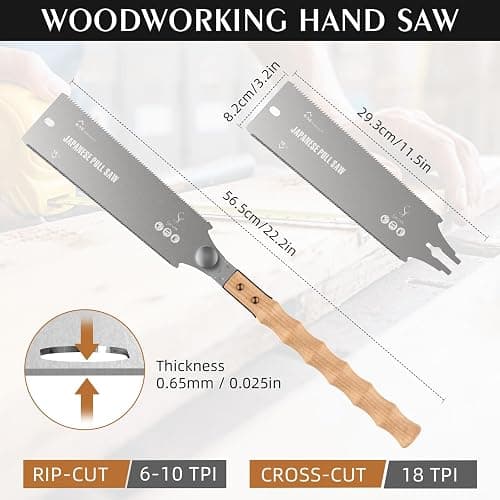 ss shovan Sega giapponese staccabile a mano sega a mano Ryoba da 23 cm sega per legno a doppio bordo progressiva 6-10/18 TPI sega a filo per lavorazione del legno, falegnami thumbnail 2