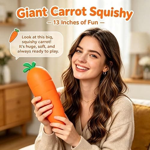 13in Giant Carrot Squishy, Jumbo Big Cute Realistic Carrot Stress Ball Slow Rising Stress Cute Fruit Squeeze for Anxiety Stress Party Favors thumbnail 4