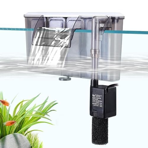 AQQA Quiet 30-50 Gallon Fish Tank Filters - Auto Start Hang on Back Aquarium Filter, Adjustable Flow, Deodorization Decontamination Filter System AQ168 (8W 200GPH) - Image 1