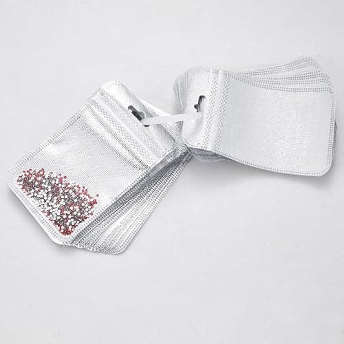BEIQIYA 50pcs Self Sealing Bag for Diamond Beads, Reusable Diamond Art Beads Storage Bags with A Round Hanging Ring, Resealable Plastic Jewelry Pouch for Storing Gems Small Accessories- Silver thumbnail 7