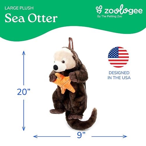 The Petting Zoo Sea Otter Plush Backpack Stuffed Animal, Kids Gifts, 20 in | Sea Otter bookbag Sealife Animals by Zoologee. Great Back to School Plush Gifts for Kids thumbnail 2