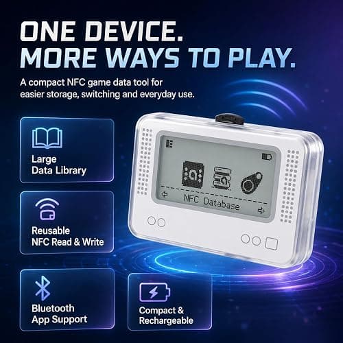 NFC Emulator Compatible with Switch, Wii U & 3DS, Game Data Writer with 4000+ Saves, 70+ Game Support, Unlimited Rewrites, 1.2" LCD, USB-C Charging, Portable Gift for Gamers thumbnail 2