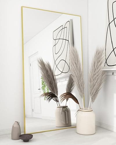 Koonmi 71"x30" Floor Mirror Full Length, Bedroom Floor Body Mirror with Stand, Large Gold Mirror, Leaning, Standing or Hanging Horizontally/Vertically - Image 1