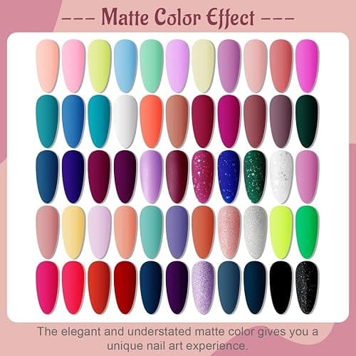 JODSONE Gel Nail Polish Kit 60 PCS with U V Light Soak off Base Top Coat 55 Shine Colors Gel Nail Kit Bright and Dark Brown Wine Red Series Manicure Set for Women and Girls thumbnail 8