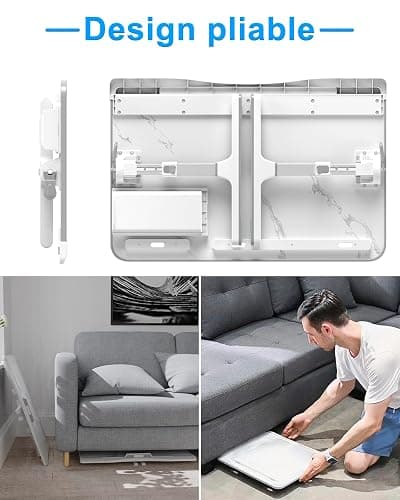 Potuopy Table de lit à Hauteur réglable, Pliable pour Ordinateur Portable, pour Travailler, Lire et Manger sur Le Sol du canapé (Marbre, 60 * 40cm) thumbnail 5
