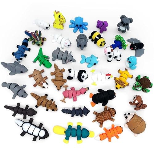 25PCS Mini Animal Figurines Set, 3D Printed Articulated Flexible Fidget Toys for Adults, Stress Relief Sensory Toys, Cute Desk Decor for Home Office, Party Favors, Gift Ideas (36 Animals B) thumbnail 4