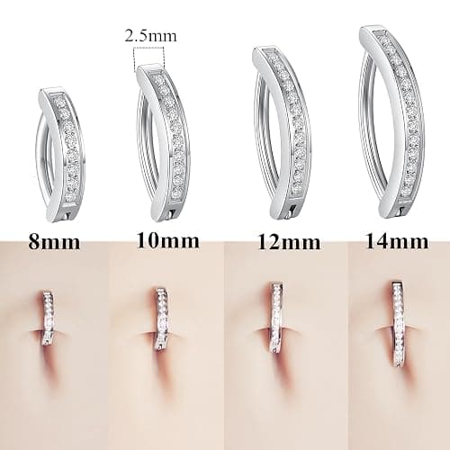 ORANGELOVE G23 Titanium 14G Belly Button Rings for Women Hinged Hoop Clicker Belly Ring Reverse Curved Navel Ring Floating Navel Barbell Piercing Jewelry 14 Gauge 8mm 10mm 12mm 14mm thumbnail 5