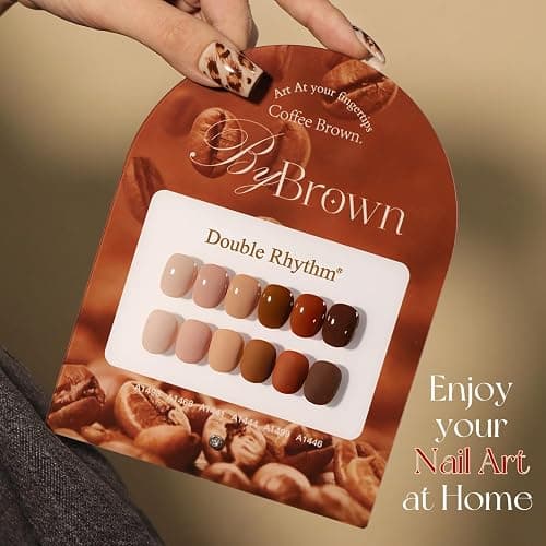 Double Rhythm 6 Pcs 15 ML Gel Polish Set Same Color Same Bottle Soak Off Gel Polish Kit Nail Art Manicure Salon DIY at Home for Women (Coffee Brown Nude Red Beige Pink-T6-5) thumbnail 8