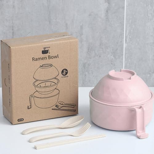 Layron Ramen Cooker Ramen Bowl Set with Chopsticks Microwave Noodle Bowl College Dorm Room Essentials for Girls for Boys Apartment Essentials (pink) thumbnail 6