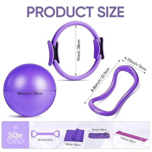 ElaraFit Home Pilates Kit for Women Pilates Equipment Ring and Ball Set Magic Circle Hoop with 5 Resistance Bands Compact Toning Fitness Essentials Starter Set Accessories thumbnail 7