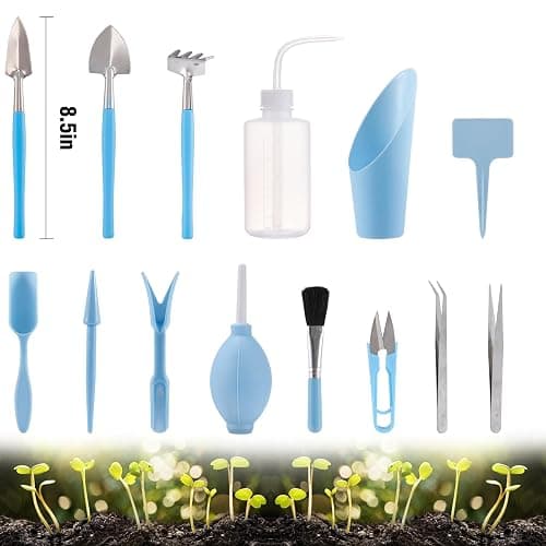 20 pcs Succulent Tool Set - 39.4" Indoor Plant Repotting Mat and 19 Pcs Mini Succulent Hand Tools, Garden Flower Plants Transplanting Supplies for Women Holiday Gardening Gifts Outdoor, Blue thumbnail 6