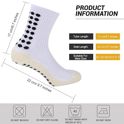 Ultrafun 3/5 Pairs Soccer Socks with Grip Pads Non Slip Football Basketball Sports Socks for Men Women thumbnail 4