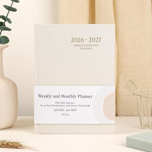 2026-2027 Planner - Weekly and Monthly Planner, July 2026 - June 2027, Linen Hardcover, 2026-2027 Calendar Planner Book with Tabs, Aesthetic, Perfect for Office Home School Supplies (Beige, A5 (Jul 2026-Jun 2027)) thumbnail 7