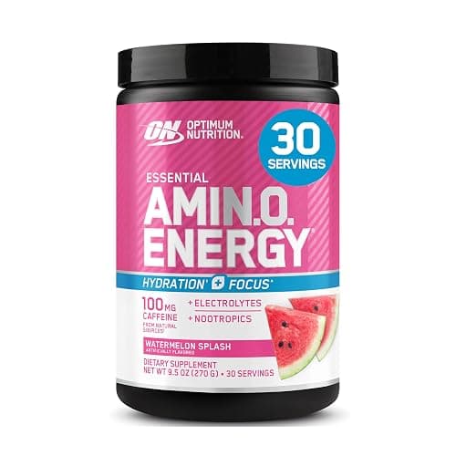 Optimum Nutrition Amino Energy Powder Plus Focus, with BCAA, Electrolytes, and Caffeine, Watermelon, 30 Servings (Packaging May Vary) - Image 1
