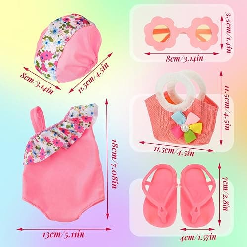 Kajaia 8 Pcs Doll Swimsuit 18 Inch Doll Clothes and Accessories Dress Flip Flops Hat Outfit Swimsuit Accessories for 18 Inch thumbnail 3