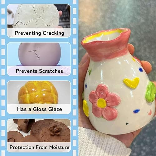 100ml Air Dry Clay Glaze, Air Dry Clay Varnish Can Not Only Used to Prevent Clay Cracking, Scratches, and Wear, It Can Also Having a Gloss Glaze Effect (Gloss) thumbnail 5