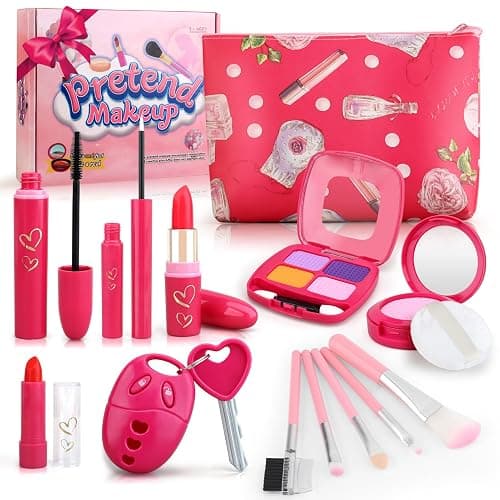 Woumserta Toddler Girl Toys, Pretend Makeup Kit for Girls 3-5, Kids Play Makeup Set for Kids 3-5 4-6, Toddler Makeup Kit with Fake Makeup Set, Car Key & Make up Toy for Age 3 4 5 Year Old Girl Gifts - Image 1