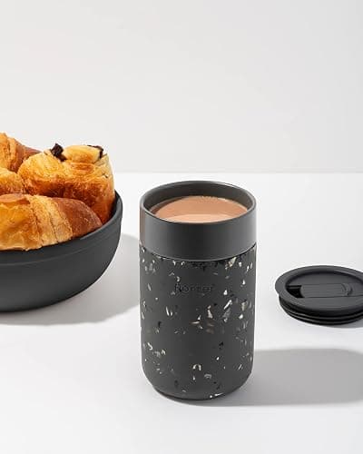 W&P Porter Ceramic Mug w/ Protective Silicone Sleeve, Terrazzo Charcoal 16 Ounces | On-the-Go | Reusable Cup for Coffee or Tea | Portable | Dishwasher Safe thumbnail 2