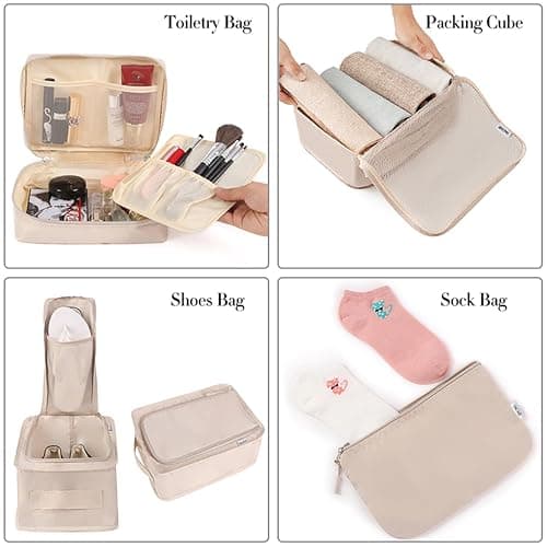 BAGAIL 8 Set Packing Cubes Luggage Organizer Bags for Travel Accessories-Cream - Cream - 8 Set thumbnail 3