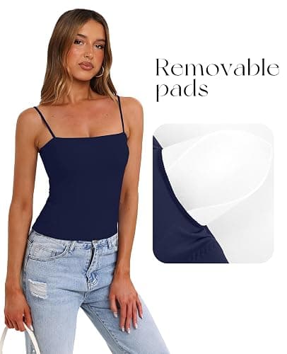 Darong Women's Tank Tops with Built-in Bra Spaghetti Straps Crop Tank Top Summer Y2K Going Out Sleeveless Cami Shirt thumbnail 3