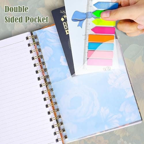 4 Pack Spiral Notebook, A5 Lined Journal for Women, College Ruled 160 Pages | Hardcover Spiral Bound Journal with 2 Pockets, Cute Notebook for Office School Supplies Daily Note Taking Gifts, 6.3" x 8.46" thumbnail 5