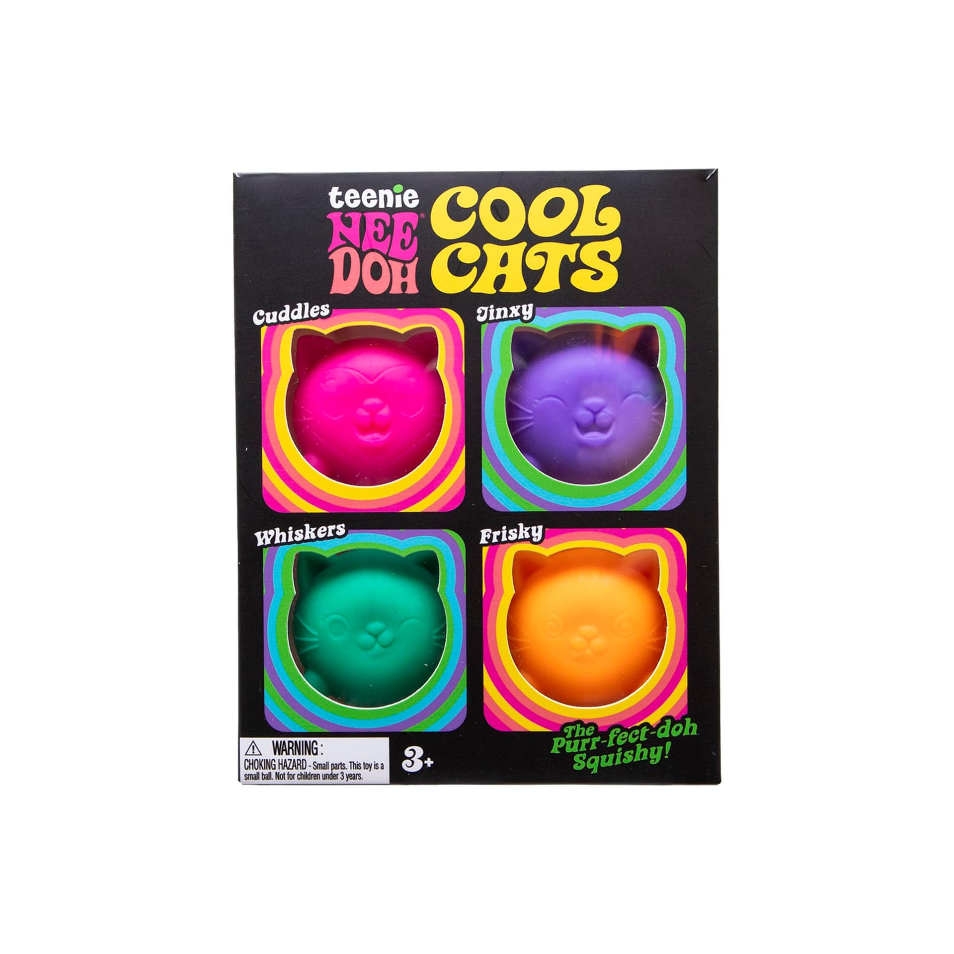 Nee Doh Cool Cats Teenie Multipack, 4 Assorted Colours/Styles - Dough Filled, Tactile Sensory Play, Soft Squeezable Texture, Vibrant Fun Colours, Ideal Collectible and Easter Gift thumbnail 2