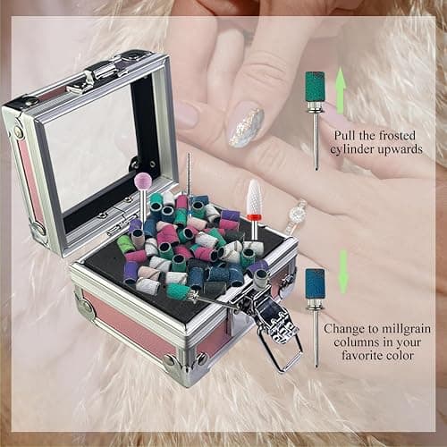 30 Pcs Nail Drill Bits Set with Stylish Nail Drill Bit Holder and Sanding Bands for Nail Drill,Professional Diamond Ceramic Nail Drill Bit for Electric Nail Drill Machines with 2/32" Interface thumbnail 2