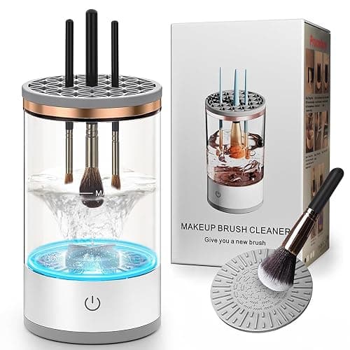 Electric Makeup Brush Cleaner Machine, Efficient Makeup Brush Cleaner for All Brush Types, Keeps Brushes Hygienic and Skin Healthy，1 Pack - White - Image 1