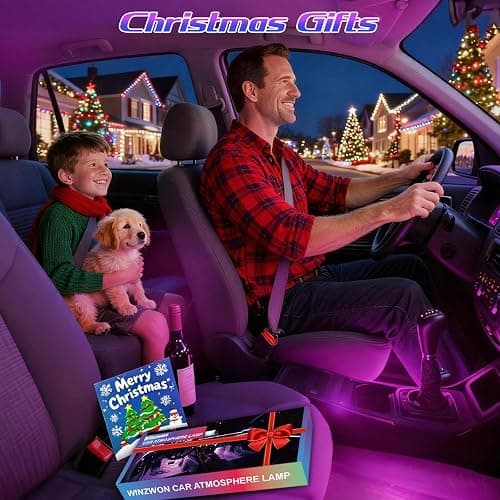 Winzwon Led Lights for Car Accessories Interior, Christmas Stocking Stuffers for Men Women Teen Girls, White Elephant Gifts for Adults, APP Control with USB Port Color Change Lights for Truck Decor thumbnail 2