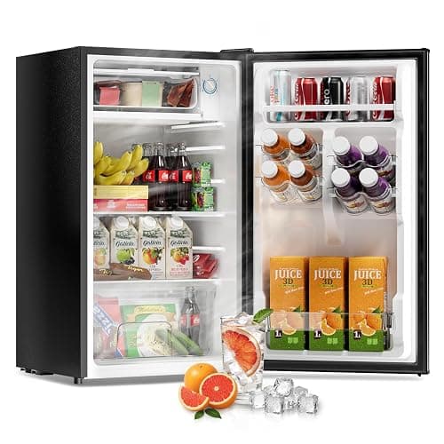 Frostorm 3.2 Cu Ft Mini Fridge with Freezer - Energy Efficient, Large Capacity Single Door Upright Freezer for Bedroom, Office & Dorm | Small Fridge, Reversible Door, ETL Certified(Black) - Image 1