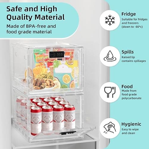 HOLYHY Medicine Lock Box for Safe Medication Storage, Large Refrigerator Lockable Storage Box for Kitchen Food Safe, Phone Jail iPad Tablet Lock Boxes for Kids Home/Office (Clear) thumbnail 5