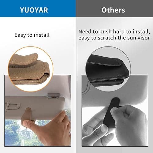 Yuoyar 2 Packs Magnetic Sunglass Holder for Car Visor - Universal Sunglasses Clip for Different Size Eyeglasses - Convenient Interior Car Accessories (Beige) thumbnail 3